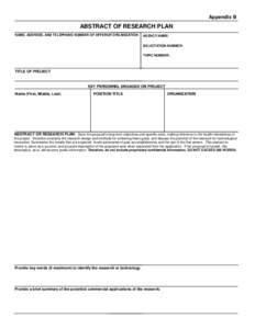 SBIR Contract Solicitation Form - Appendix B, Abstract of Research Plan