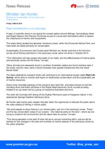 News Release Minister Ian Hunter Minister for Sustainability, Environment and Conservation Friday, 6 March 2015