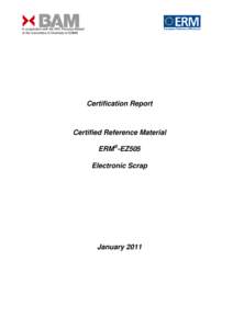 in cooperation with the WG ’Precious Metals’ of the Committee of Chemists of GDMB Certification Report  Certified Reference Material