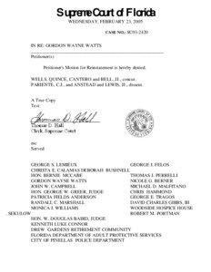 Supreme Court of Florida WEDNESDAY, FEBRUARY 23, 2005 CASE NO.: SC03-2420