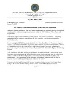 OFFICE OF THE DIRECTOR OF NATIONAL INTELLIGENCE PUBLIC AFFAIRS OFFICE WASH INGTON, D.C[removed]NEWS RELEASE