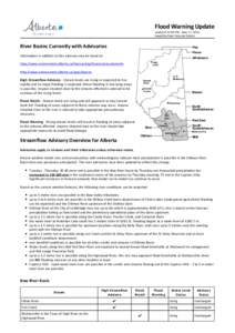 Flood Warning Update Issued at 01:03 PM - June 17, 2014 Issued by River Forecast Centre River Basins Currently with Advisories