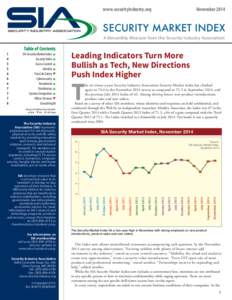 www.securityindustry.org  November 2014 SECURITY MARKET INDEX A Bimonthly Measure from the Security Industry Association