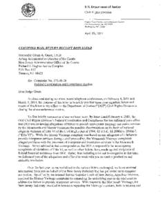 U.S. Department of Justice Civil Rights Division Federal Coordination and Compliance Section 950 Penmylvania Ave, NW-NWB Washington, DC 20530