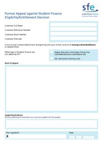 SFE Formal Appeal Form