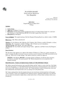 PLANNING BOARD TOWN OF EAST KINGSTON New Hampshire[removed]David F. Sullivan, Chairman Edward Warren, Vice Chairman