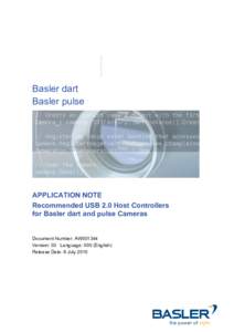 Recommended USB 2.0 Host Controllers for Basler dart and pulse Cameras