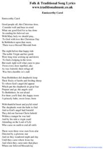 Folk & Traditional Song Lyrics - Enniscorthy Carol