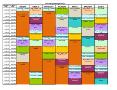 VTV 15 Programming Schedule 24-HOUR TIME 0:00:00