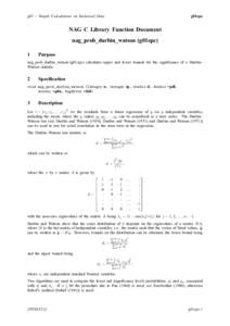 g01 – Simple Calculations on Statistical Data  g01epc NAG C Library Function Document nag_prob_durbin_watson (g01epc)