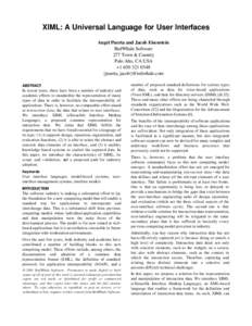 Graphical user interfaces / User interface techniques / Human–computer interaction / User interface / Virtual reality / XUL / Usability / User interface modeling / MARIA XML / Software / Computing / System software