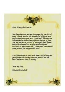 Microsoft Word - Dear Transplant Nurse from Elizabeth Mitchell.doc