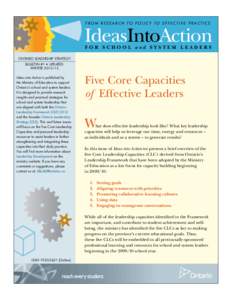 Ideas into Action for School and System Leaders: Five Core Capacities of Effective Leaders