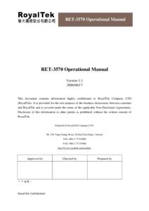 RET-3570 Operational Manual  RET-3570 Operational Manual Version