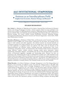 Institute for Consumer Antitrust Studies / Loyola University Chicago / United States antitrust law / American Antitrust Institute / Business / Federal Trade Commission / United States Department of Justice Antitrust Division / Economics / Law / Anti-competitive behaviour / Competition law / Consumer protection law