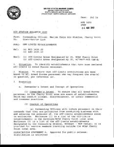 UNITED STATES MARINE CORPS MARINE CORPS AIR STATION POSTAL SERVICE CENTER BOX 8003 CHERRY POINT, NORTH CAROLINA[removed]Cane: