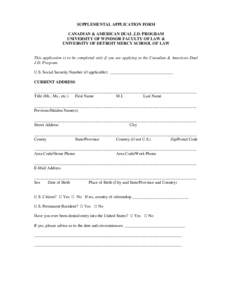 Supplemental Application Form 2014