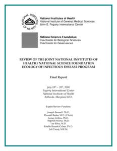 Review of the Joint National Institute of Health/National Science Foundation Ecology of infectious Disease Program