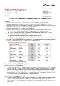 Woodside Petroleum Ltd.  ASX Announcement ACN[removed]