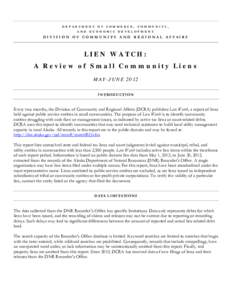Microsoft Word - Lien Watch_ A Report of Small Community Liens May-June 2012 UPDATED[removed]docx