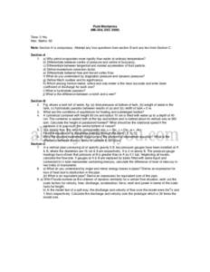 Fluid Mechanics (ME-208, DECTime: 3 Hrs Max. Marks: 60 Note: Section A is compulsory. Attempt any four questions from section B and any two from Section C. Section-A