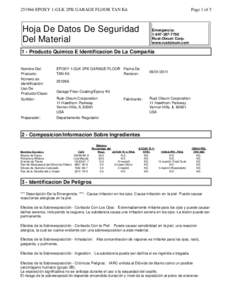 [removed]EPOXY 1-GLK 2PK GARAGE FLOOR TAN Kit  Page 1 of 5 Hoja De Datos De Seguridad Del Material