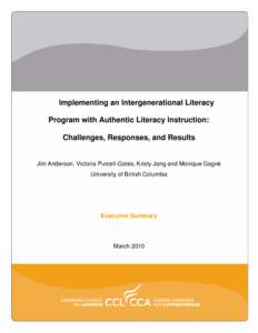 Implementing an Intergenerational Literacy Program with Authentic Literacy Instruction: Challenges, Responses, and Results