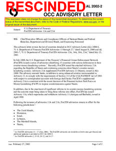 AL[removed]O OCC ADVISORY LETTER