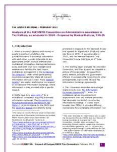 Economics / Corruption / Tax avoidance / Taxation / Convention on mutual administrative assistance in tax matters / Transfer pricing / Tax treaty / Organisation for Economic Co-operation and Development / Tax Justice Network / International taxation / Business / International economics