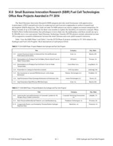 Small Business Innovation Research (SBIR) Fuel Cell Technologies Office New Projects Awarded in FY[removed]DOE Hydrogen and Fuel Cells Program FY 2014 Annual Progress Report