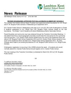 State school / Sydenham River / Education / David Alexander Gordon / Wallaceburg /  Ontario / Wallaceburg District Secondary School / Lambton Kent District School Board