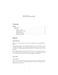 BLPAPI.jl manual  Contents Blpapi Introduction . . . . . . . . . The API . . . . . . . . . . .