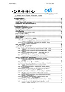 Civil Aviation Rules Register Information Leaflet (CARRIL) Edition[removed]