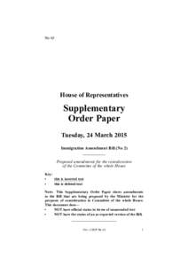 No 65  House of Representatives Supplementary Order Paper