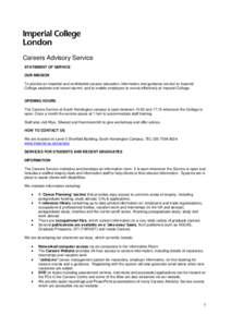 IMPERIAL COLLEGR CAREERS ADVISORY SERVICE