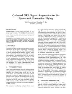 Onboard GPS Signal Augmentation for Spacecraft Formation Flying Tobe Corazzini and Jonathan P. How Stanford University