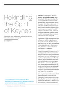 Rekindling the Spirit of Keynes Now is the time to leverage savings for society rather than short-term profit