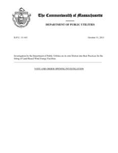 The Commonwealth of Massachusetts —— DEPARTMENT OF PUBLIC UTILITIES D.P.U[removed]