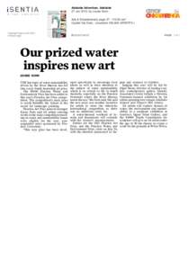 Adelaide Advertiser, Adelaide 27 Jun 2013, by Louise Nunn Arts & Entertainment, page[removed]cm² Capital City Daily - circulation 160,842 (MTWTFS-) Our prized water inspires new art