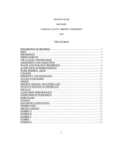 GROUND LEASE BETWEEN JOHNSON COUNTY AIRPORT COMMISSION AND  Table of Contents