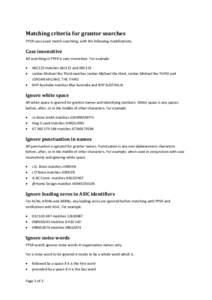 Matching criteria for grantor searches PPSR uses exact match searching, with the following modifications. Case insensitive All searching in PPSR is case insensitive. For example 
