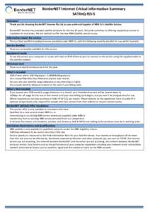 ABN: BorderNET Internet Critical information Summary SATlinQ-ISS-5  Welcome!