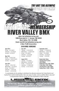 RIVER VALLEY BMX www.rivervalleybmxracing.com 7800 Riverside Dr. E., Sumner, WA[removed]Mark Hutko: [removed]removed] A Non-Profit Corporation