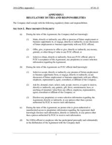 2016 LPRA Appendix I[removed]APPENDIX I REGULATORY DUTIES AND RESPONSIBILITIES