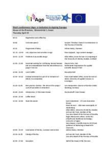 Programme iAge Startconference