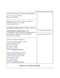 Word Count Certification: 8,828 COURT OF APPEALS, STATE OF COLORADO 2 E. 14th Avenue, 3rd Floor Denver, CO__________________________________________ District Court for the City and County of Denver