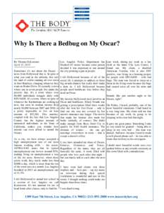 Why Is There a Bedbug on My Oscar-The Body April 15, 2013.pub