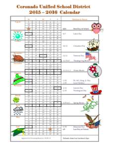 Coronado Unified School District 2015 – 2016 Calendar M
