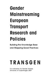 Gender Mainstreaming European Transport Research and Policies