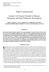 e-biomed: The Journal of Regenerative Medicine Volume 2—2001 November 26, 2001 Copyright © 2001 by Mary Ann Liebert, Inc.  Rapid Communication